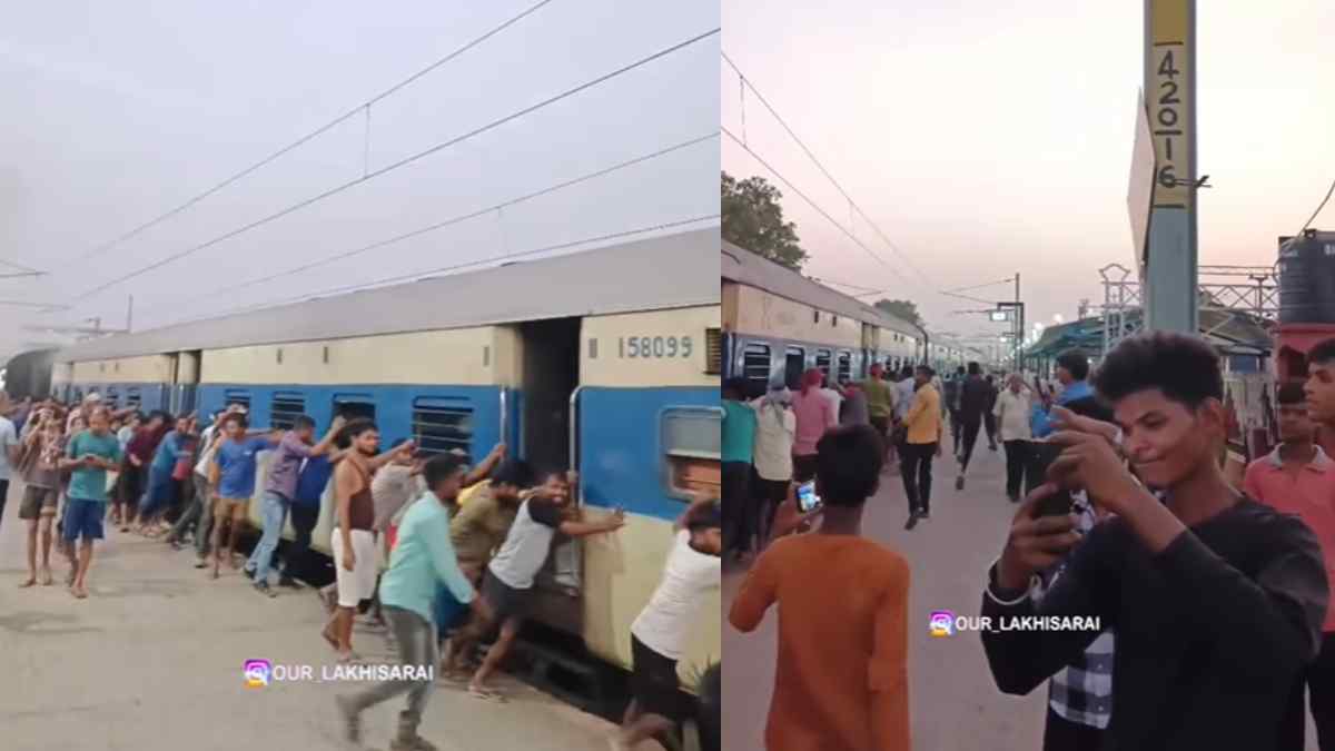 Bihar Is Not For Beginners! Video Shows Passengers Pushing Train To Separate Coaches Amid Small Fire In Kiul Station