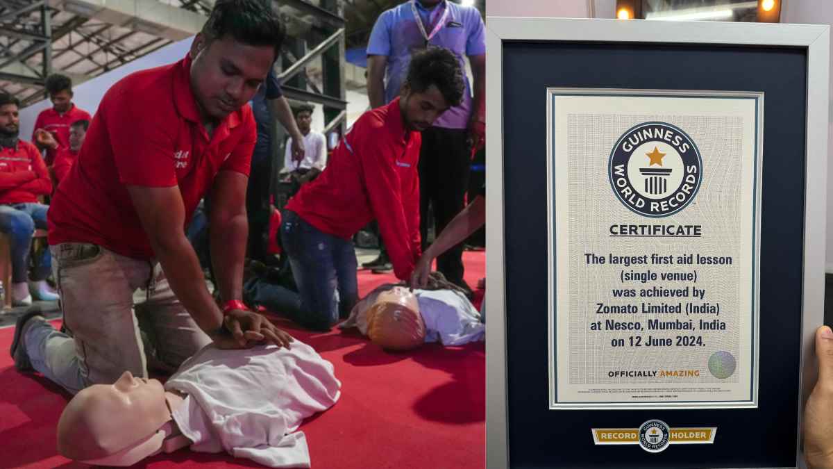 Zomato Creates Guinness World Record For Conducting Largest First Aid Lesson With 4300 Delivery Partners 