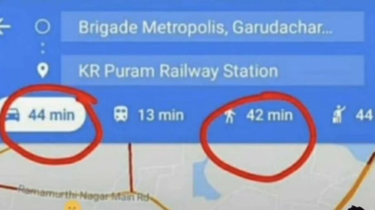 Bengaluru’s Traffic Woes: Google Maps Suggests Walking 5.8 Km For 42 Mins Is Faster Than For Driving 44 Mins