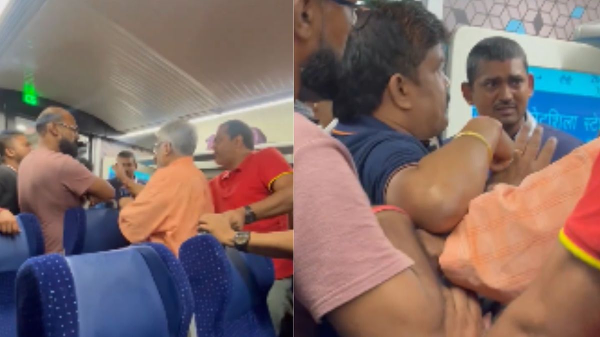 Video Shows Man Assaulting Vande Bharat Staff Over Being Served Non-Vegetarian Food; Fellow Passengers Ask Man To Apologise