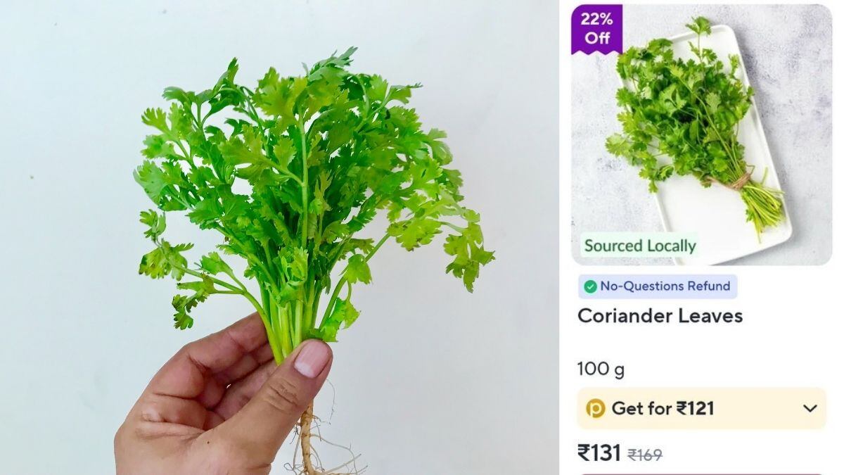 Zepto Charges ₹131 For 100 Gram Of Coriander Leaves, Blinkit Sells For ₹40; Netizens Are Furious