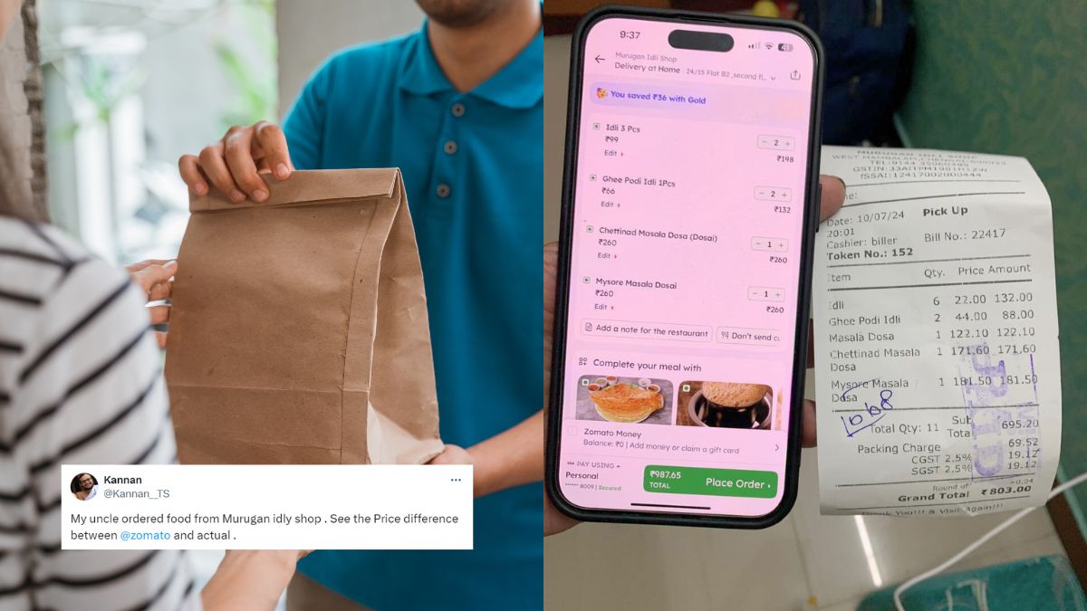 Chennai Man Shares Food Directly Ordered From Restaurant Was Nearly ₹184 Cheaper Than Zomato; Netizens: Zomato Is Not An NGO!