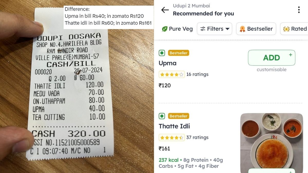 Upma In Bill ₹40, On Zomato ₹161, Customer Shares Post About Zomato Overcharging; See Their Response