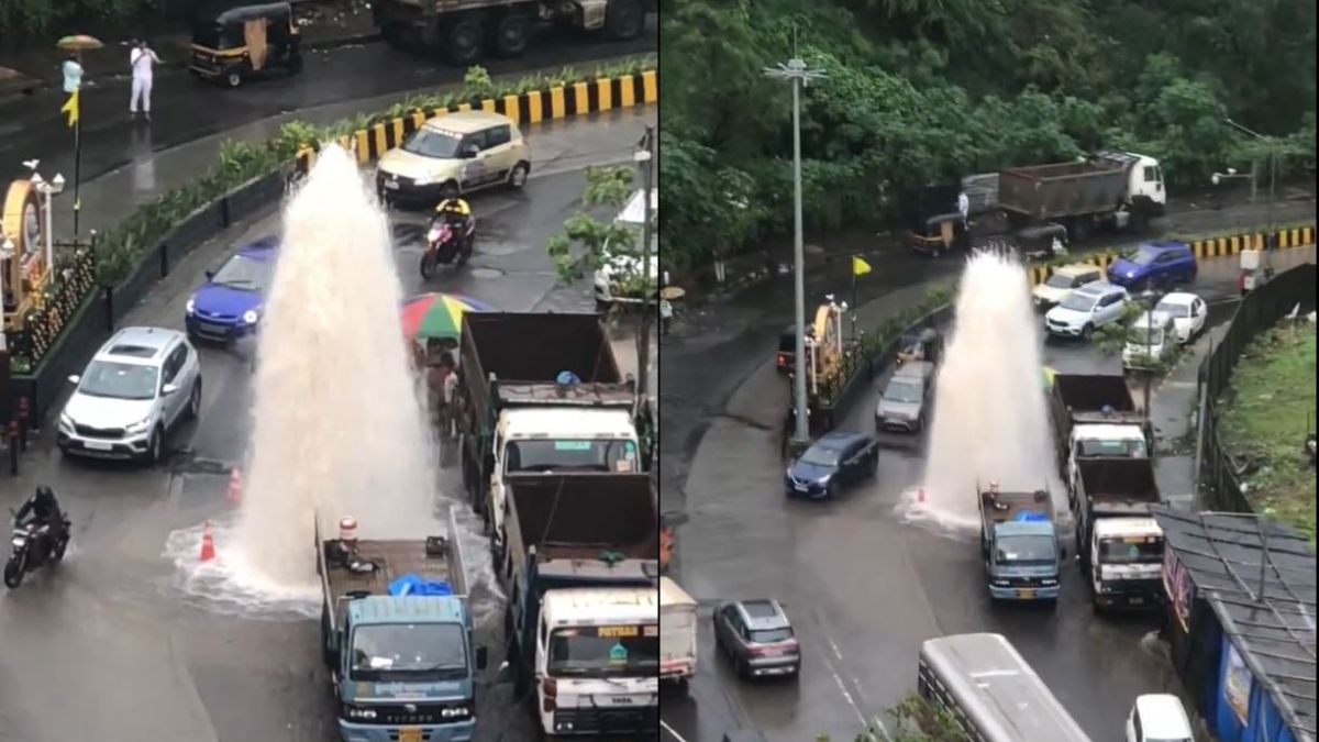 Video Of Fountain In The Middle Of Mumbai Road Goes Viral; Netizens Say, “Flora Fountain’s New Location”