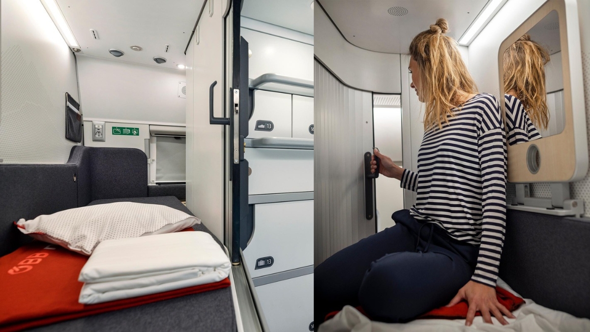 Sleep Your Way Across Europe With Nightjet Capsule Train Room With Plush Bedding, Gourmet Breakfast, & Innovative Mini Cabins!