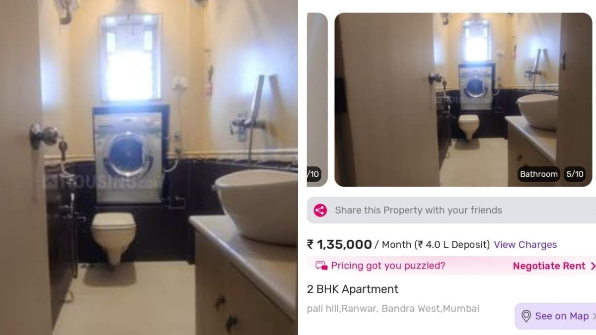 Peak Mumbai: ₹1.35L Flat With ₹4L Deposit & Washing Machine Above Commode Goes Viral; Netizens Say, “Tenants Can Have A Tumble Bath”