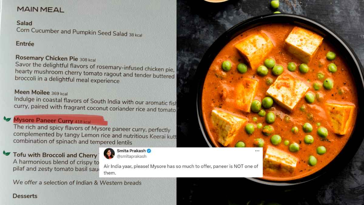 Journalist Slams Air India For Serving ‘Mysore Paneer Curry’ As Speciality From Mysore; Says City Has More Dishes To Offer