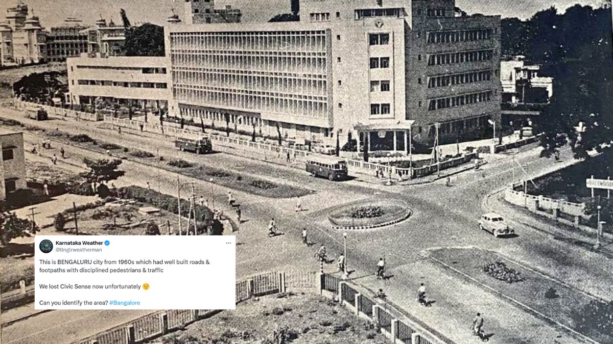 Bengaluru X User Shares A Pic Of The City From 1960s “With Disciplined Traffic”; Netizens Try To Identify The Popular Spot