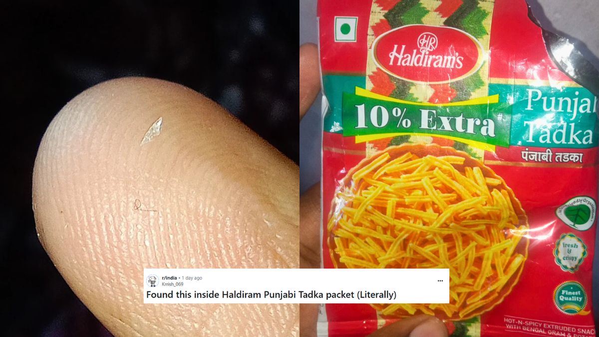 Jharkhand Man Finds Glass Shard In Haldiram’s Namkeen, Says He Is Thankful He Didn’t Ingest It; Netizens, “That’s The 10% Extra!”