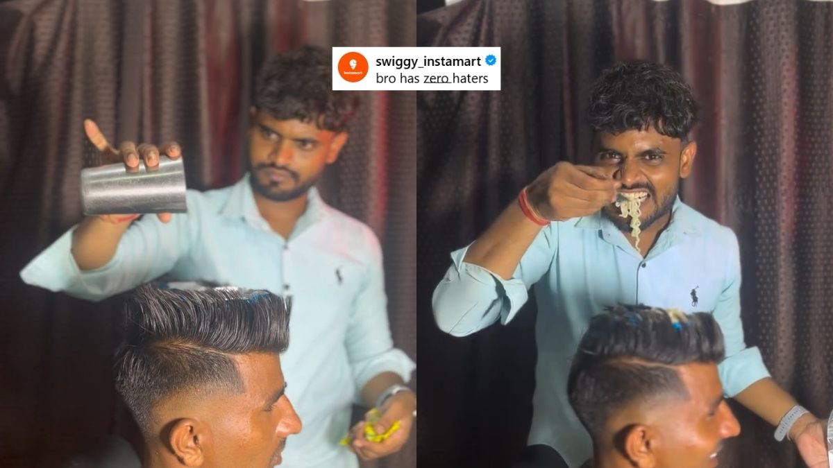 “Dandruff Flavoured Maggi,” Netizens React To Viral Video Of Barber Cooking Instant Noodles On Man’s Hair