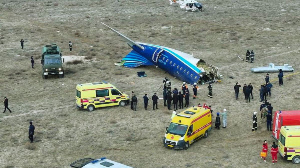 TW: Video Captures Azerbaijan Airlines Plane Crash In Kazakhstan; 38 Casualties Reported So Far