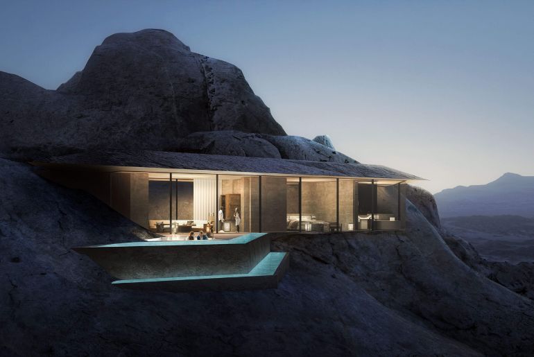 Desert rock cliff villa