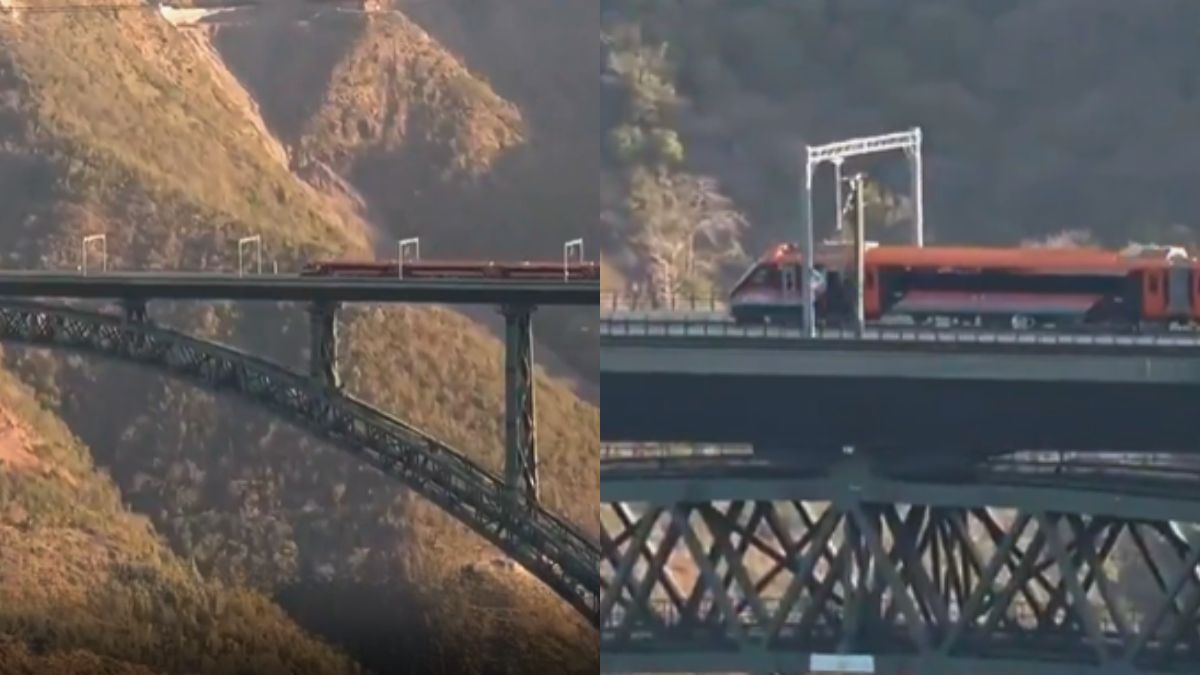 Vande Bharat Crosses World’s Highest Railway Bridge, Chenab Bridge To Reach Kashmir; The Marvellous Sight Is Leaving People In Awe