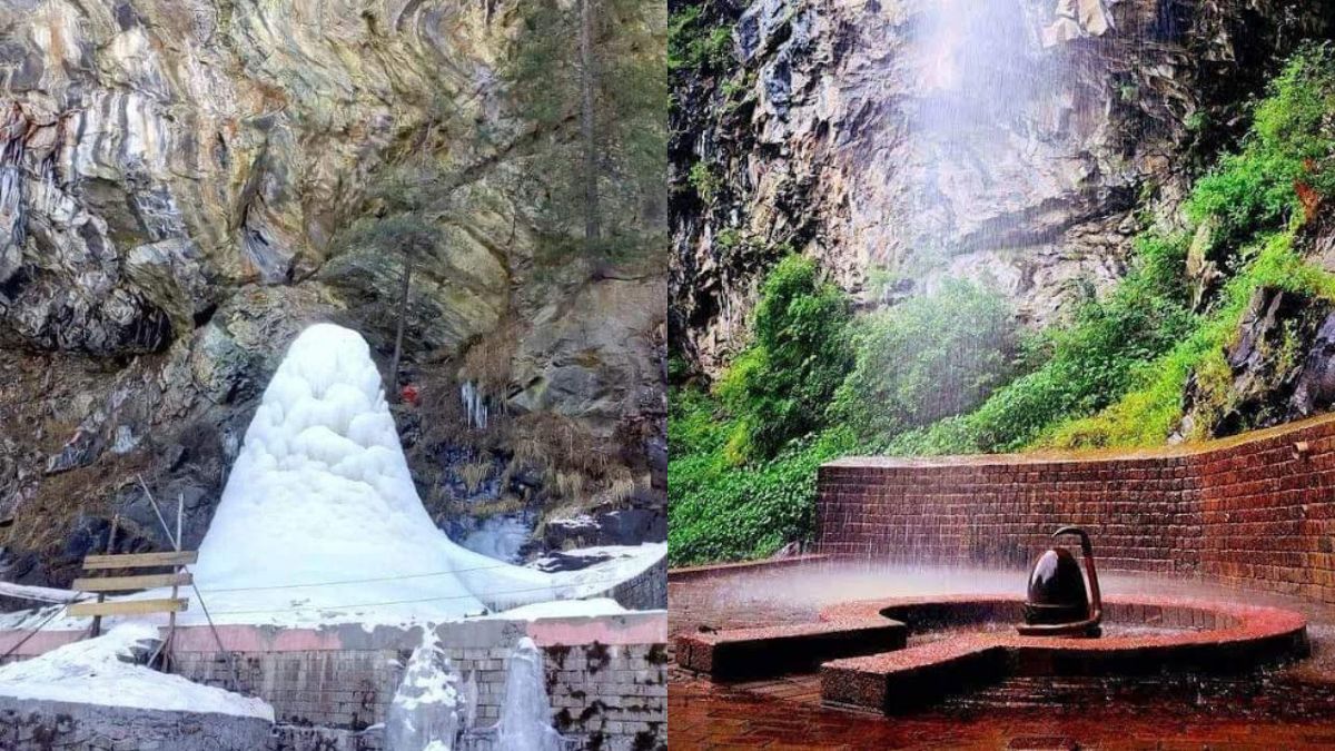 35-Ft-Tall Snow Shivalingam Forms At Anjani Mahadev In Solang Valley; Tourists Head Over To Witness Natural Marvel