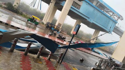 Delhi-NCR Thunderstorm: Ashok Nagar Rapid Rail Metro Shed Damaged, Trees And Traffic Poles Uprooted In Noida