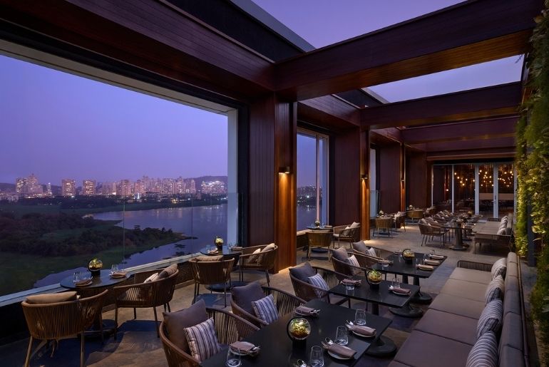 Open air, rooftop observatory section of Nox powai
