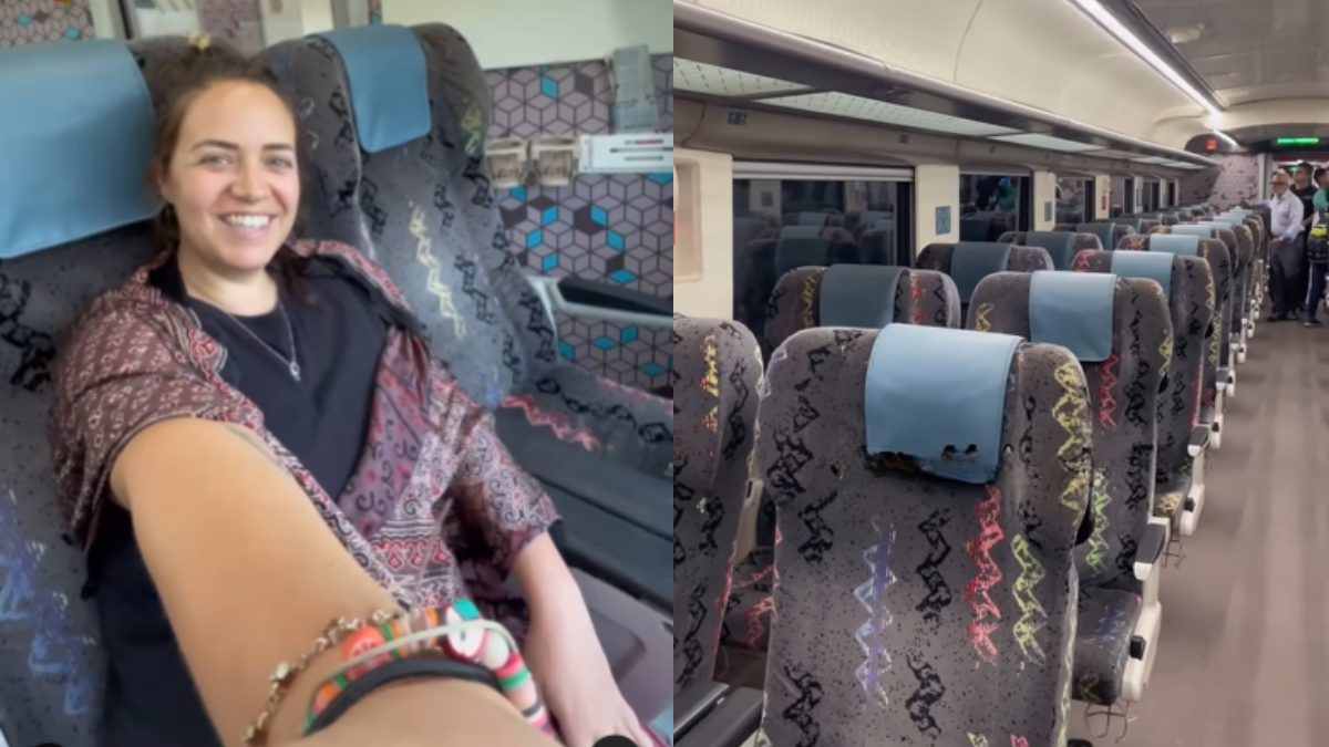 With Roses, Rotating Seats, And Palm Tree Views, British Solo Traveller’s Vande Bharat Express Journey Goes Viral