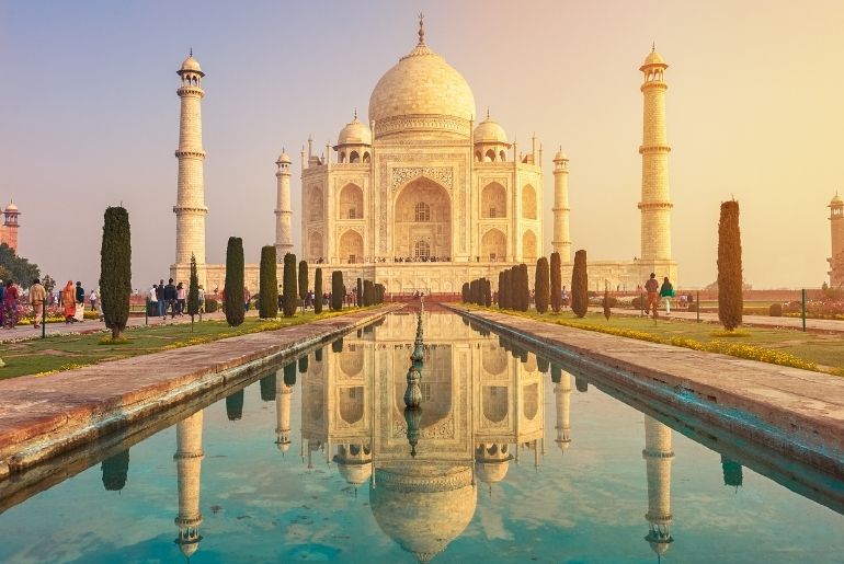 Yellowing Taj Mahal in Agra