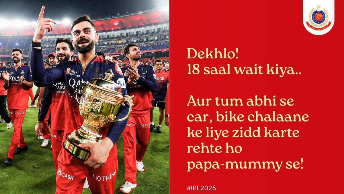 RCB’s 18-Year Wait To Lift IPL Trophy Turns Into A Road Safety Lesson By Delhi Police For Youngsters