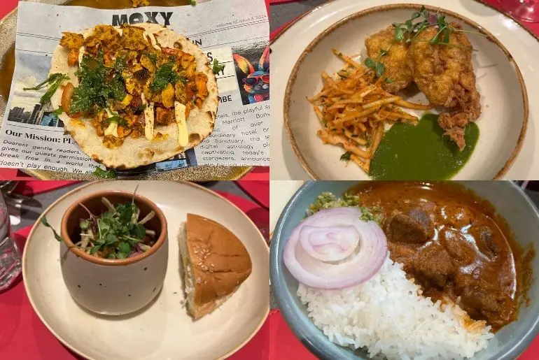 Food at Moxy Kitchen which has a cassette wall