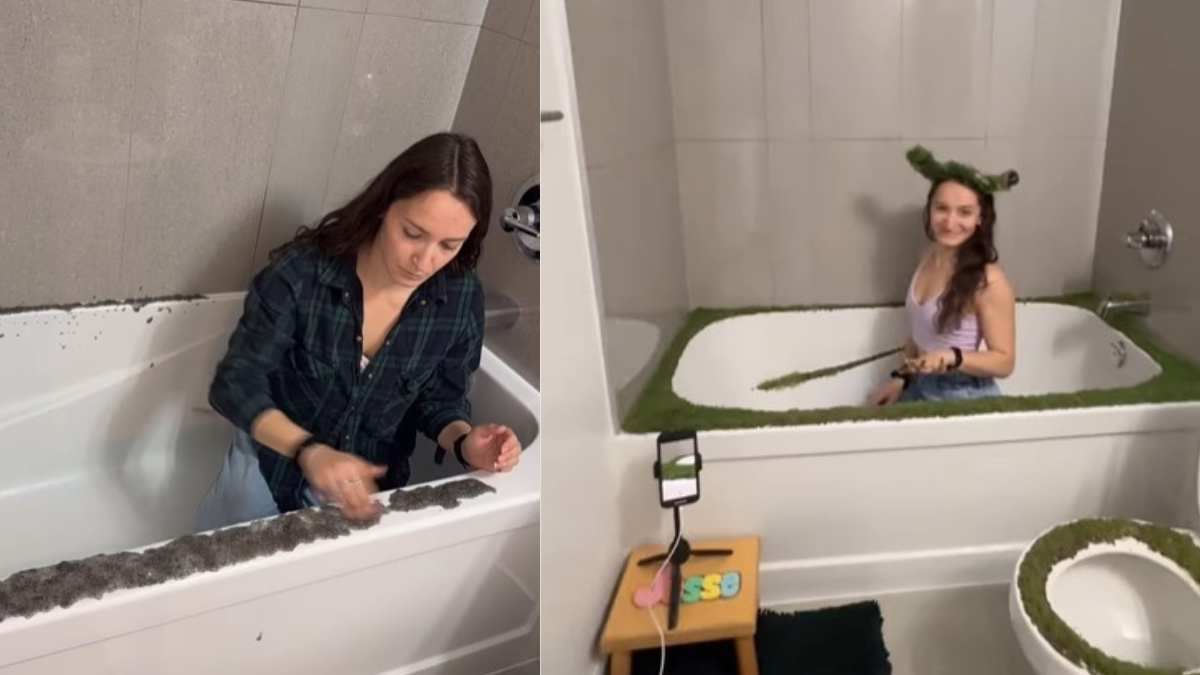 Woman Covers Bathroom With Chia Seeds For A Spa Experience; Netizens Ask, “What Happens When It Rots?”