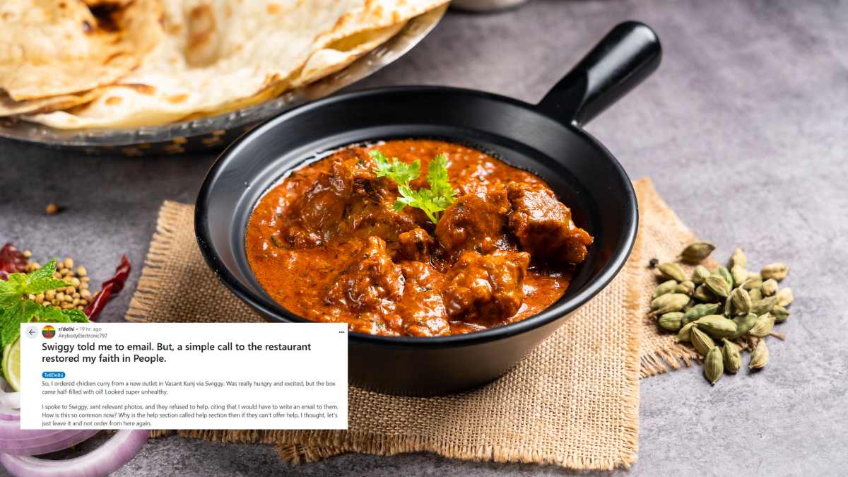 “Restored My Faith In People,” Swiggy Customer Receives Apology From Delhi Restaurant Chef For Serving Oily Curry
