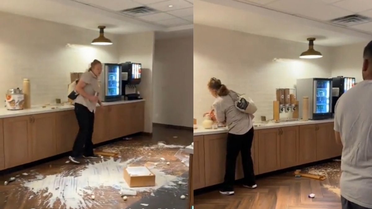 Caught On Camera: Denver Hotel Employee Trashes Breakfast Area After Getting Fired