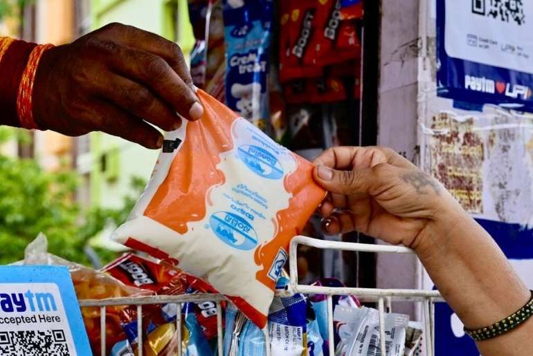 Nandini milk biodegradable packets
