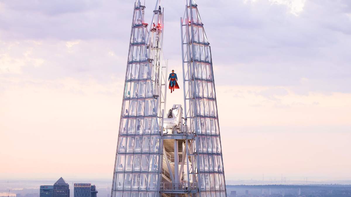 Is It A Bird? Is It A Plane? It’s Superman Soaring 1000 Ft High Over London’s Highest Landmark