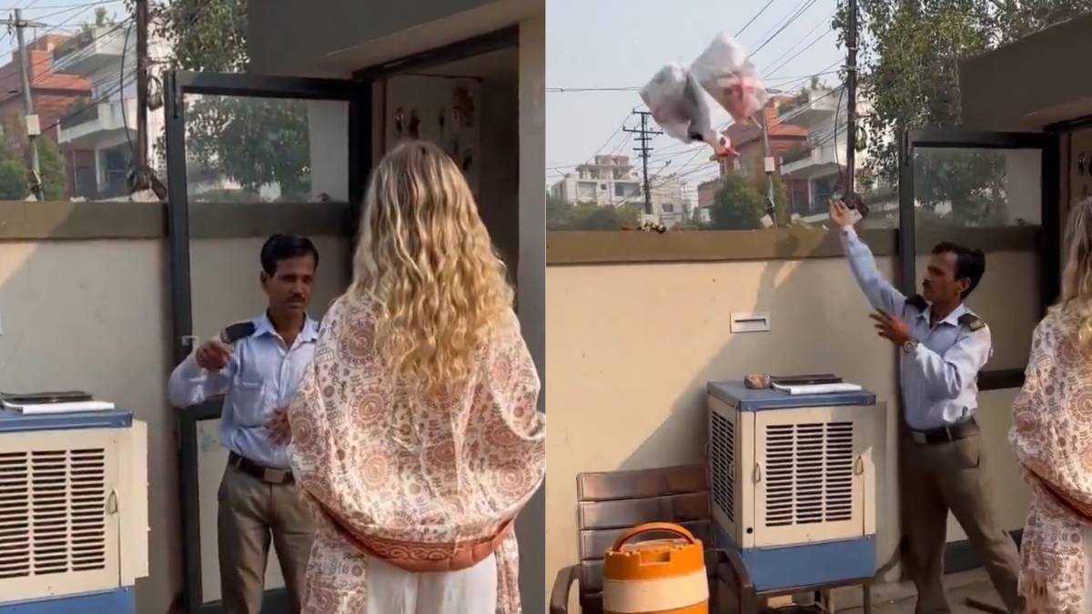 Foreign Airbnb Guest in India Stunned As Guard Throws Trash Over Wall; Netizens Have Mixed Reactions