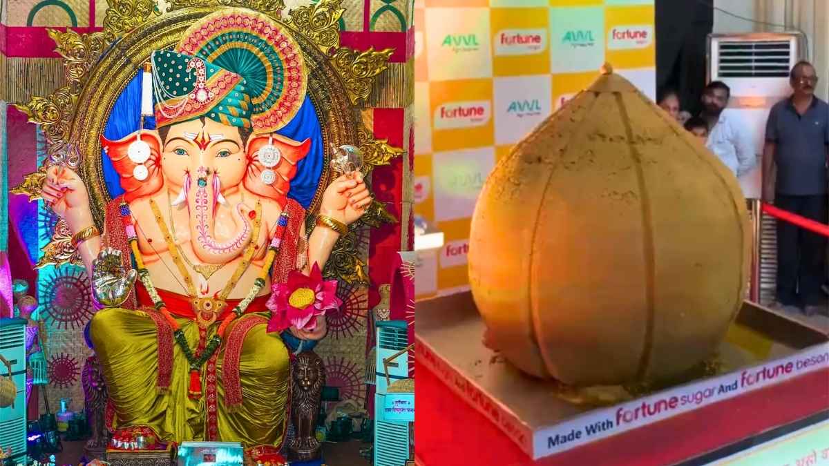 851 Kg Besan Modak Offered To Mumbai’s Girgaoncha Raja, Sets Record As World’s Largest Traditional Modak