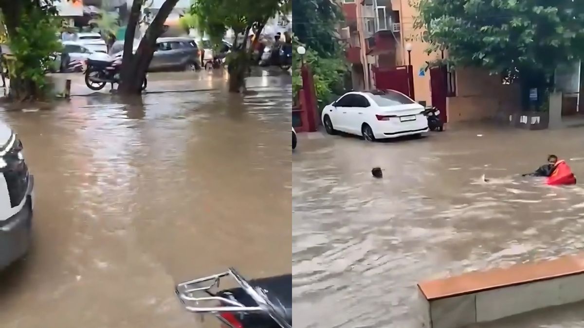 Gurugram Floods: Dwarka Expressway Waterlogged & Children Seen Swimming In Streets In Viral Clip