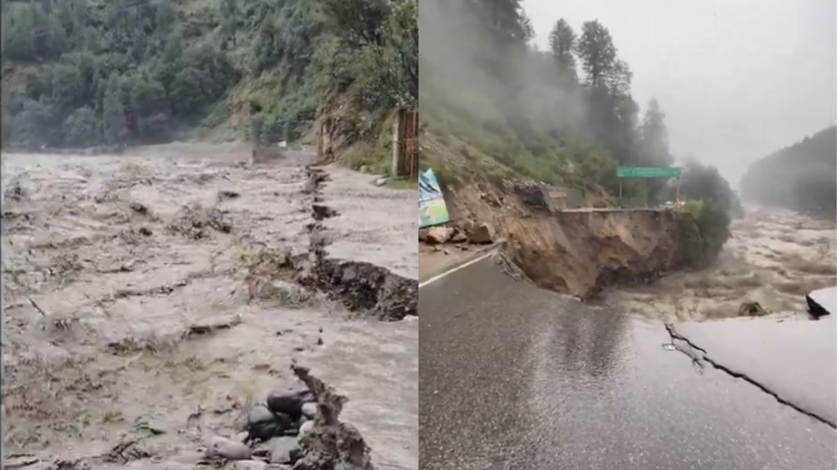 Himachal Floods: Beas River Washes Away Parts Of Chandigarh Highway; Manali-Leh Road Blocked Amid Red Alert