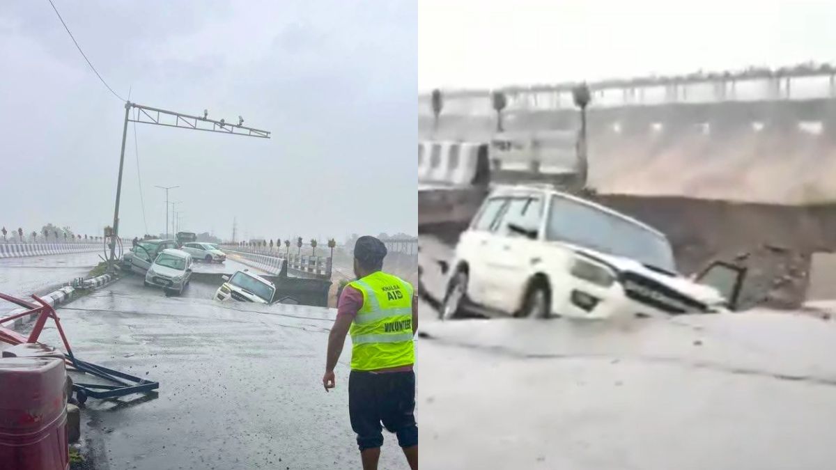 Part Of Jammu’s Tawi Bridge Collapses After Heavy Downpour; Video Shows Vehicles Stranded