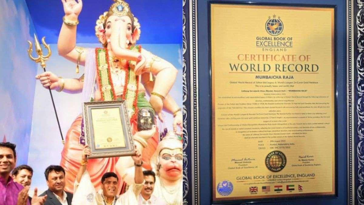 Mumbaicha Raja Makes History! Ganesh Mandal Earns 2 World Records For ‘Tallest Legacy Idol’ & ’24K Gold Necklace’