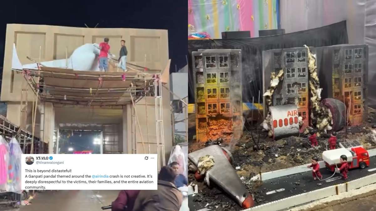 “Distasteful Not Creative,” Netizens Not Impressed With Air India Crash-Themed Ganpati Pandals