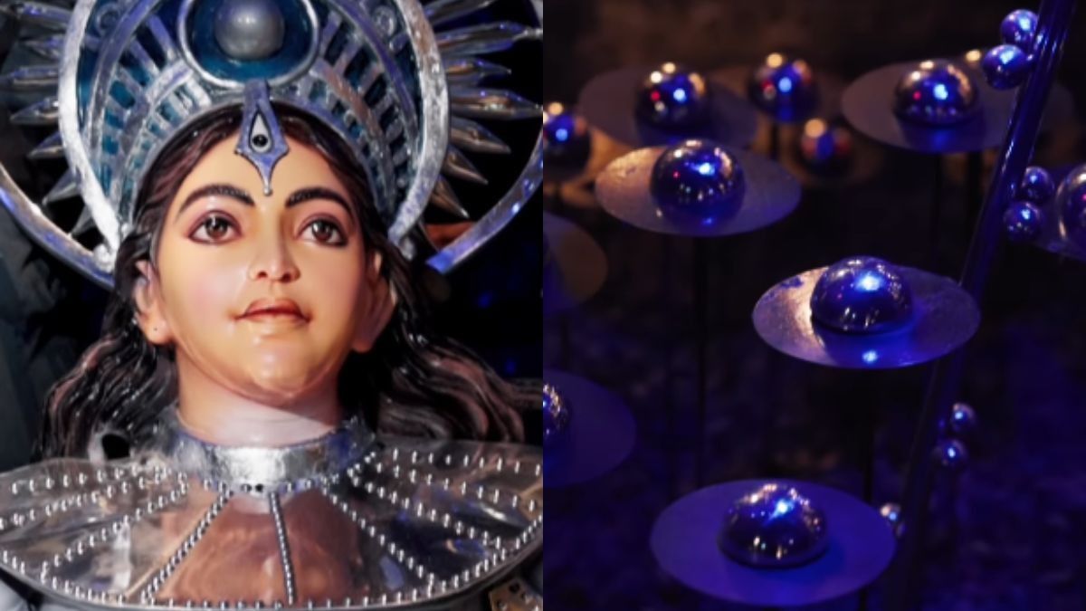 In Stainless Steel Armour & Crown With A Touch Of Outer Space, This Is The Most Futuristic Durga Puja Pandal Of 2025