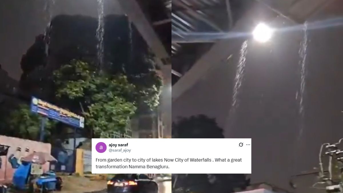 “City Of Waterfalls”: Viral Video Of Water Dripping From Newly Inaugurated Hebbal Flyover In Bengaluru Amuses Netizens