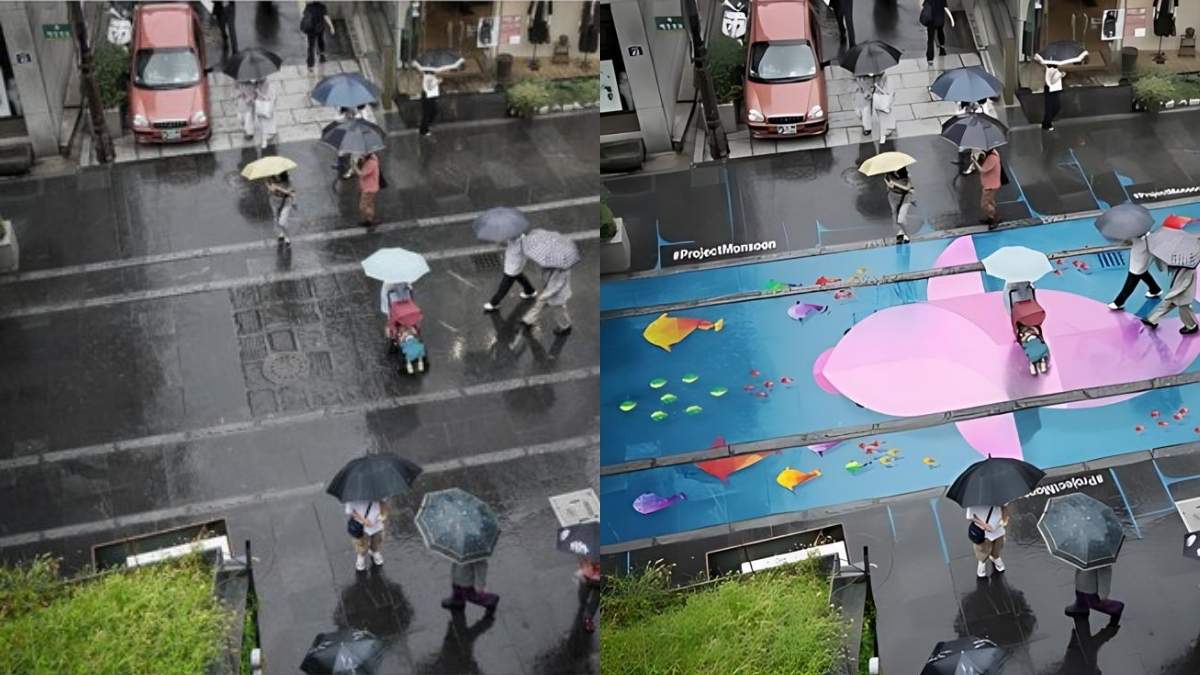 Seoul’s Rain-Soaked Streets Transform Into Whimsical Pathways With Fish, Turtles, and Whales, But Is It Real?