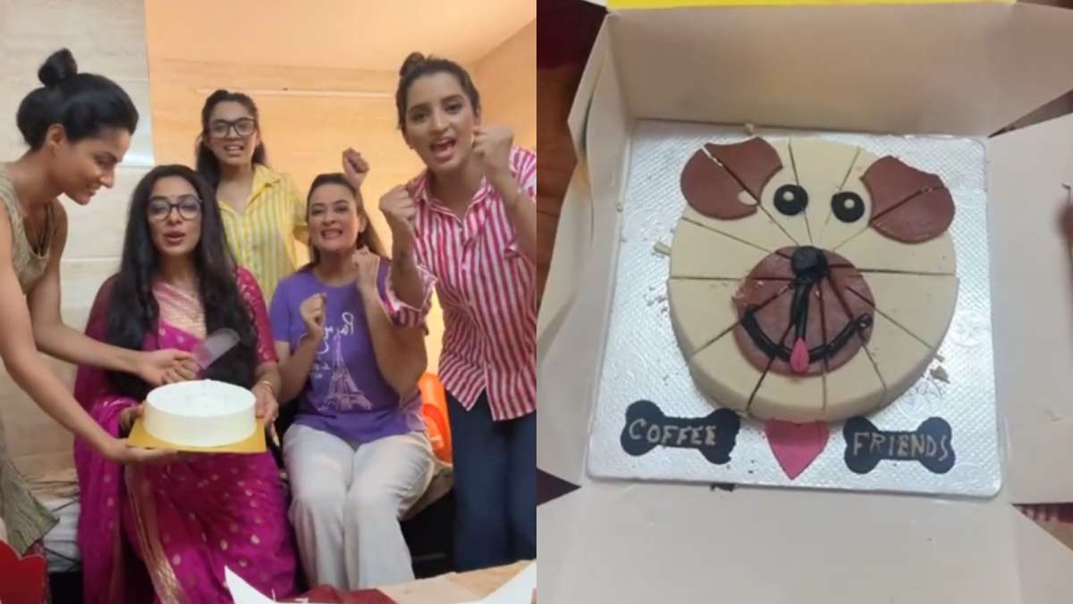 Rupali Ganguly & Her Anupamaa Gang Gets Special Cake & Mugs From Fans; Pet Dog Coffee Gets His Own Cake!
