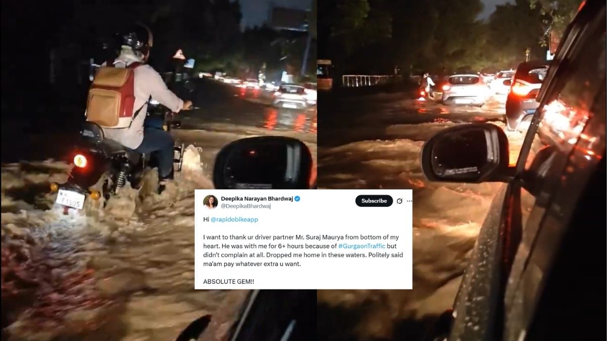 “Didn’t Complain At All,” Woman Praises Rapido Driver For Patiently Braving 6 Hours Of Gurgaon Traffic; Netizens React