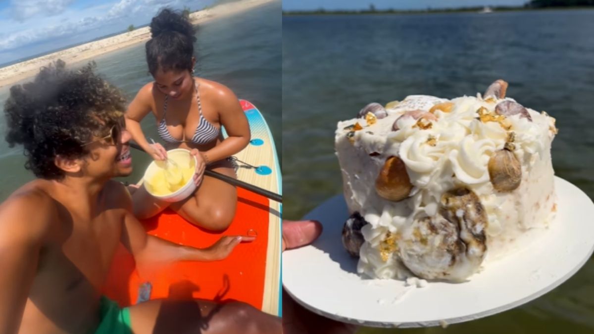 Cake By The Ocean: US Celebrity Baker Makes Cake From Scratch While Floating On A Surfboard