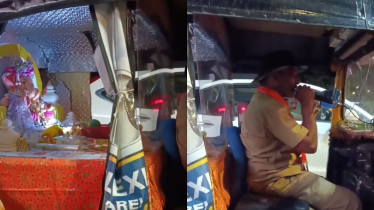 Ganpati On Wheels: Mumbai Auto Driver Turns Vehicle Into A Pandal & Chants “Ganapati Bappa Morya” On Mic