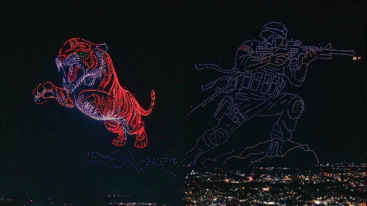 Mysuru Dasara’s Drone Show Sets Guinness World Record With 2,983 Drones Forming A Giant Tiger; Pics Inside!