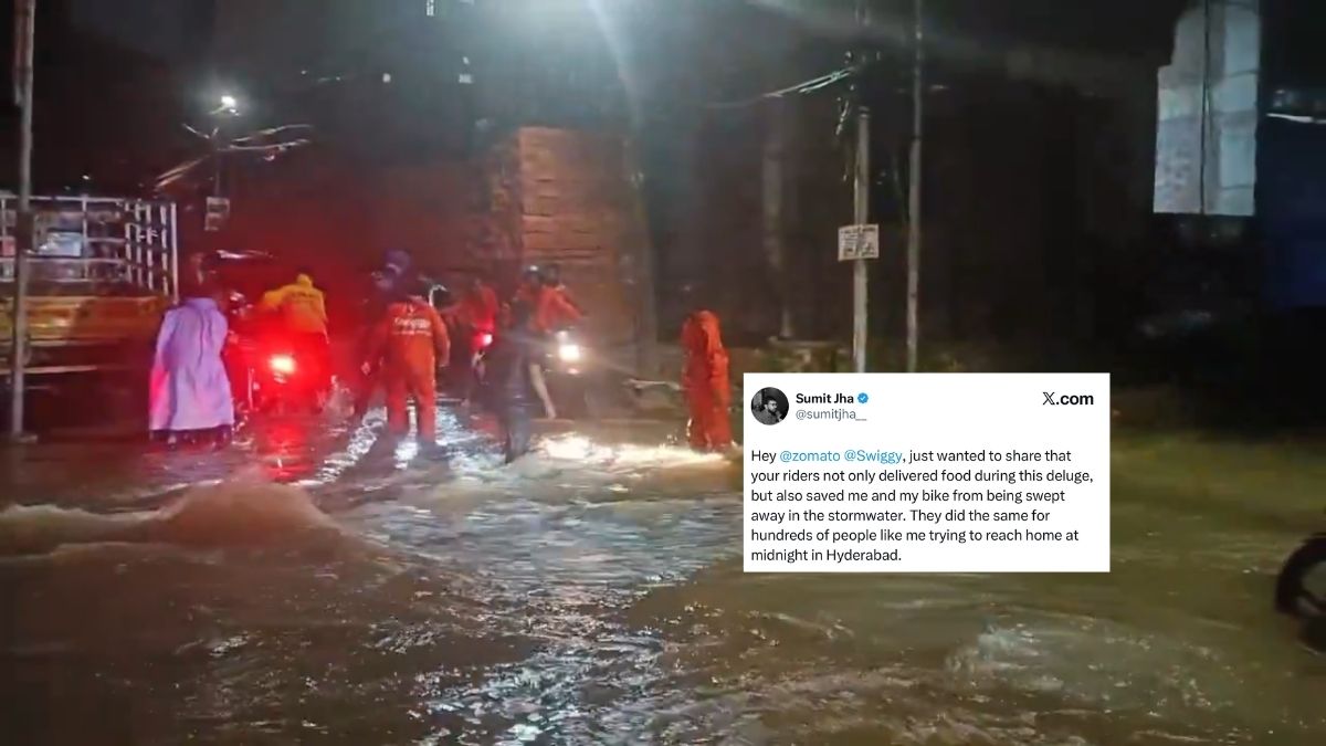 Zomato And Swiggy Riders Turn Heroes; Rescue Journalist And Many Others Caught In Hyderabad Floods