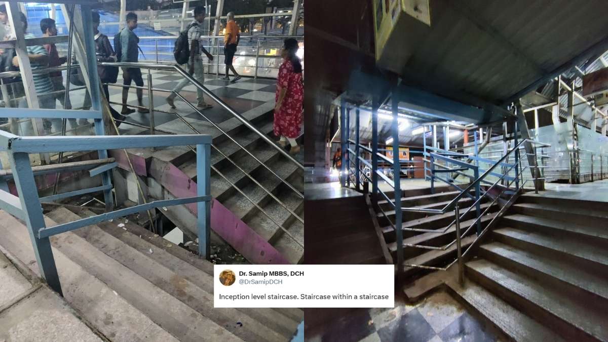 At Mumbai’s Vile Parle Station, Old Steps Collide With New Bridge; Netizens Say, ” Inception Level Staircase