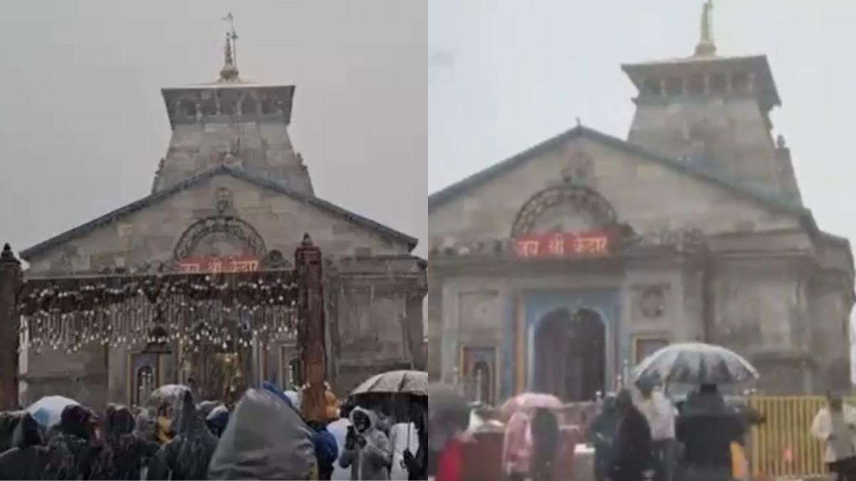 Kedarnath Dham Receives Season’s First Snowfall; Devotees Celebrate The Magical Himalayan View