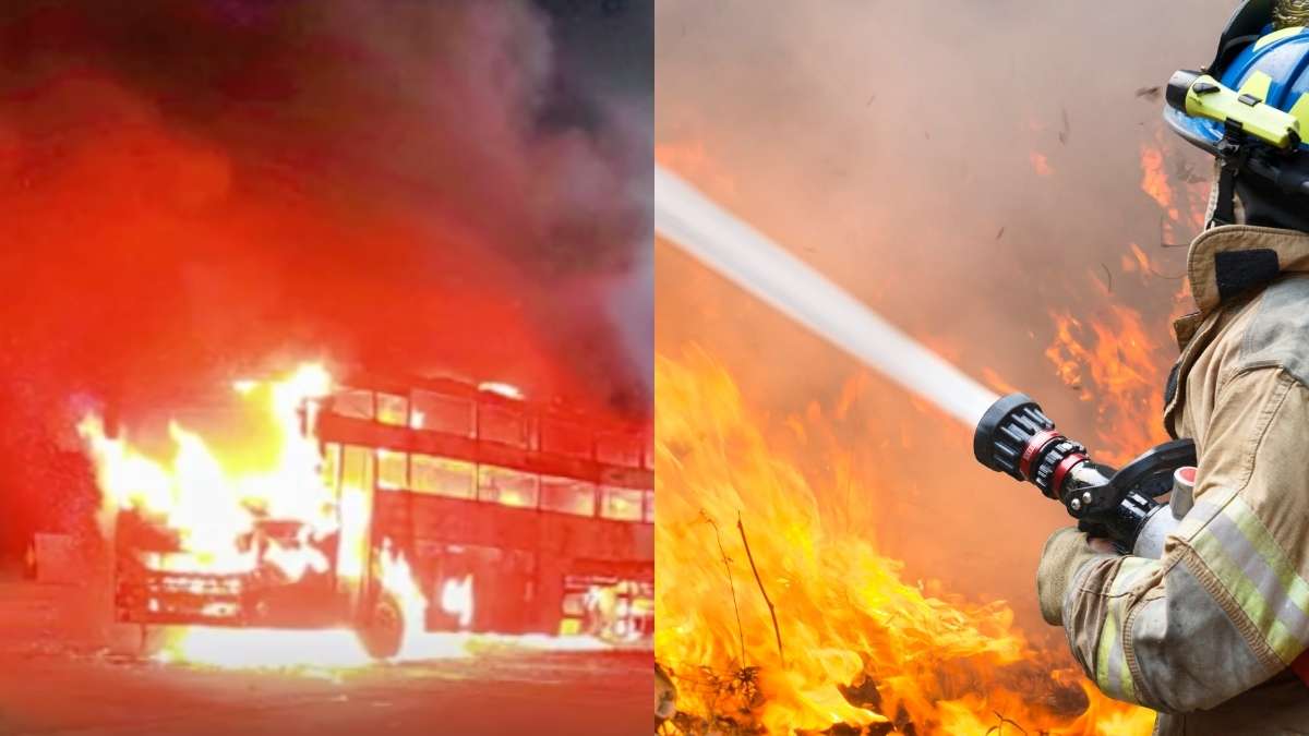 High Speed Double-Decker Bus, With 40 Passengers, Catches Fire On Lucknow-Agra Expressway