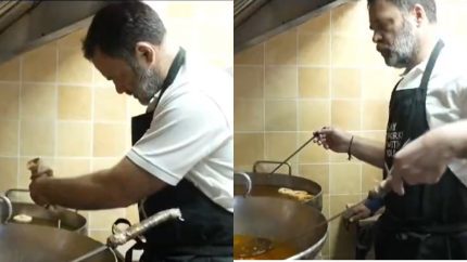 Rahul Gandhi Makes Imartis & Besan Laddus At Delhi’s 235-Year-Old Ghantewala Sweet Shop On Diwali