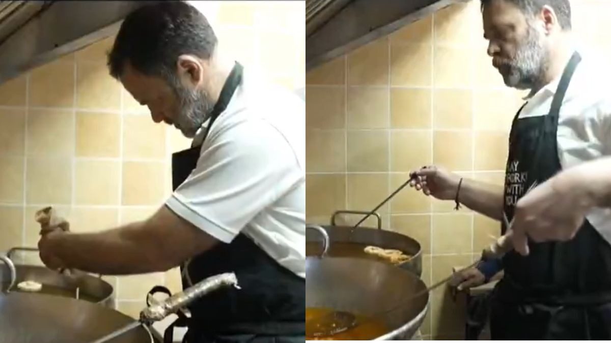 Rahul Gandhi Makes Imartis & Besan Laddus At Delhi’s 235-Year-Old Ghantewala Sweet Shop On Diwali